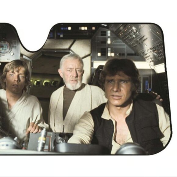 Star Wars Millennium Falcon Accordion Sunshade (Chewy, Luke, Obi Won & Han) - Picture 3 of 8